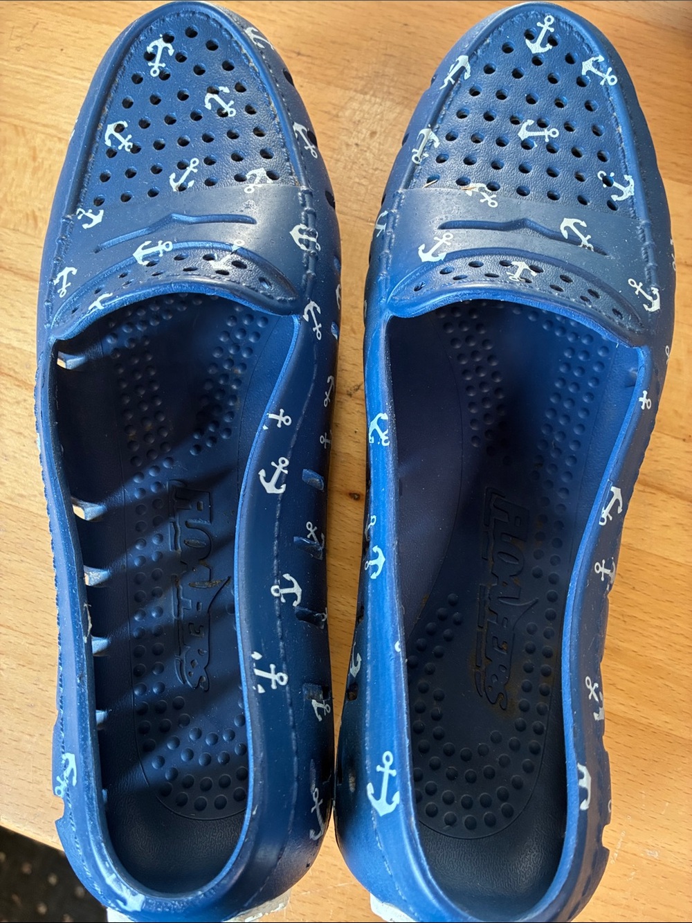 Navy Anchor Print Floafers Slip-On Water Shoes